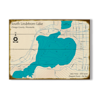 South Lindstrom Lake, Minnesota - Wood & Metal Wall Art Wood & Metal Signs Lake Art