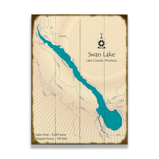 Swan Lake, Montana - Wood & Metal Wall Art Wood & Metal Signs Lake Art