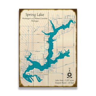 Spring Lake, Michigan - Wood & Metal Wall Art Wood & Metal Signs Lake Art