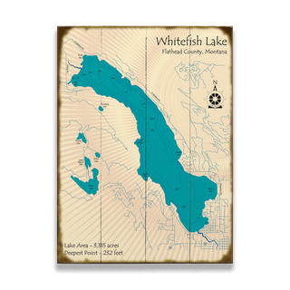 Whitefish Lake, Montana - Wood & Metal Wall Art Wood & Metal Signs Lake Art