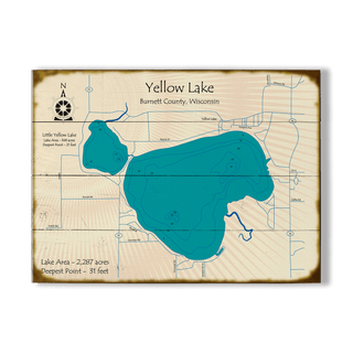 Yellow Lake, Wisconsin - Wood & Metal Wall Art Wood & Metal Signs Lake Art