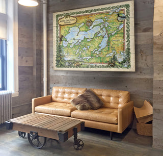 Whitefish Chain of Lakes, Minnesota: Illustrated Map - Wood & Metal Wall Art Wood & Metal Wall Art Lisa Middleton