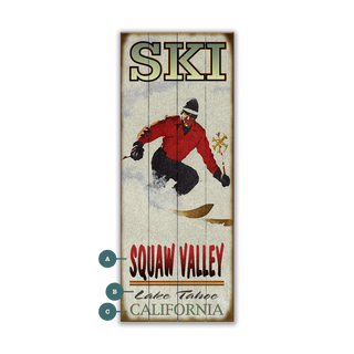 Mountain Momentum Male Skier - Wood & Metal Wall Art Wood & Metal Wall Art Meissenburg Designs Wood 14" x 36"