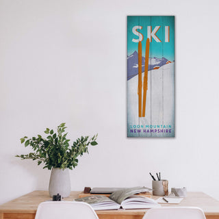 Pastel Skis in the Snow - Wood & Metal Wall Art Wood & Metal Signs Meissenburg Designs