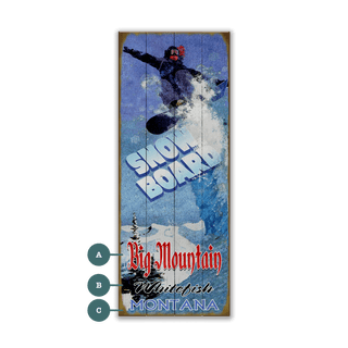 Soaring Over the Summit Snowboard - Wood & Metal Wall Art Wood & Metal Wall Art Meissenburg Designs Wood 14" x 36"