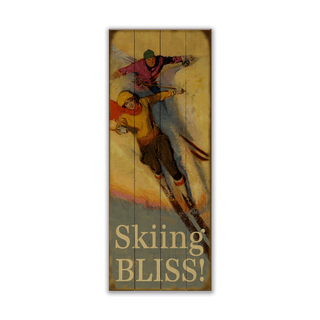 Skiing Bliss: Generic - Wood & Metal Wall Art Wood & Metal Wall Art Meissenburg Designs Wood 14" x 36"