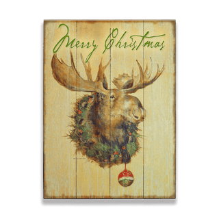 Moose in Wreath - Wood & Metal Wall Art Wood & Metal Signs Marilynn Dwyer Mason