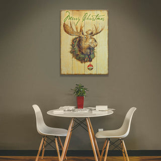 Moose in Wreath - Wood & Metal Wall Art Wood & Metal Signs Marilynn Dwyer Mason