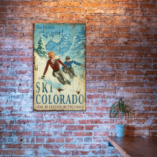 Ski Colorado: Health and Vigor - Wood & Metal Wall Art Wood & Metal Wall Art Out West Design