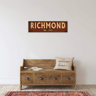 Old Town Charm Sign: Red - Wood & Metal Wall Art Wood & Metal Wall Art Out West Design