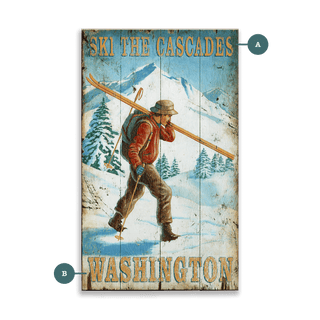 Ski the Cascades - Wood & Metal Wall Art Wood & Metal Wall Art Out West Design