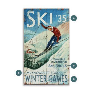 Ski Winter Games - Wood & Metal Wall Art Wood & Metal Wall Art Out West Design