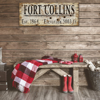 Fort Collins Latitude - Wood & Metal Wall Art Wood & Metal Signs Out West Design
