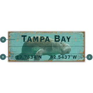 Manatee Latitude - Wood & Metal Wall Art Wood & Metal Signs Out West Design