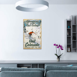 Retro Ski Adventures - Wood & Metal Wall Art Wood & Metal Wall Art Out West Design