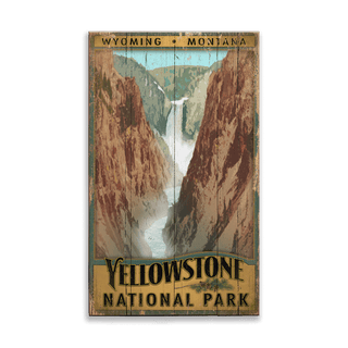 Lower Falls at Yellowstone National Park - Wood & Metal Wall Art Wood & Metal Signs Out West Design