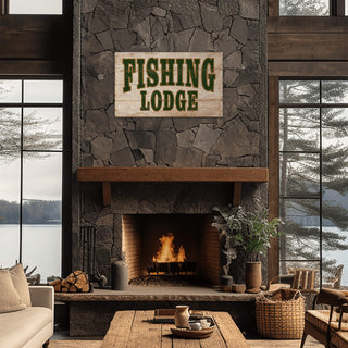 Fishing Lodge Sign - Wood Plank Wall Art Wood & Metal Signs Out West Design