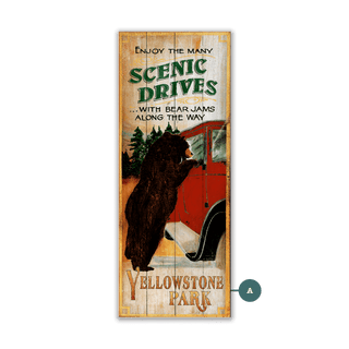 Scenic Drives with Bear Jams - Wood & Metal Wall Art Wood & Metal Signs Out West Design