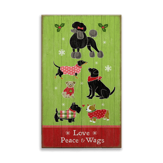 Love Peace and Wags - Wood Plank Wall Art Wood & Metal Signs Suzanne Nicoll