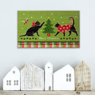 Christmas Cats - Wood Plank Wall Art Wood & Metal Signs Suzanne Nicoll