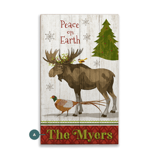 Moose and Friends: Peace on Earth - Wood Plank Wall Art Wood & Metal Signs Suzanne Nicoll