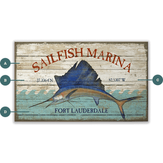 Sailfish Marina - Wood Plank Wall Art Wood & Metal Signs Suzanne Nicoll