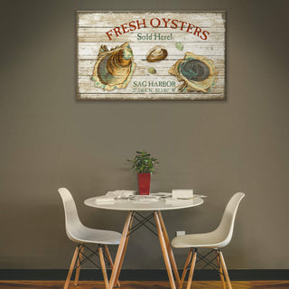 Fresh Oysters Latitude - Wood Plank Wall Art Wood & Metal Signs Suzanne Nicoll