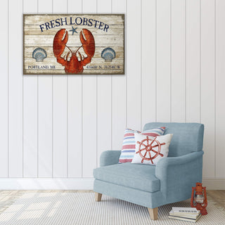 Fresh Lobster Latitude - Wood Plank Wall Art Wood & Metal Signs Suzanne Nicoll