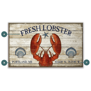 Fresh Lobster Latitude - Wood Plank Wall Art Wood & Metal Signs Suzanne Nicoll