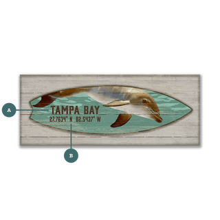 Dolphin Surfboard - Wood Plank Wall Art Wood & Metal Signs Suzanne Nicoll