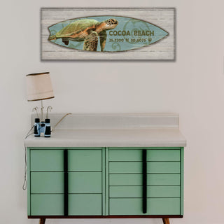 Turtle Surfboard - Wood Plank Wall Art Wood & Metal Signs Suzanne Nicoll