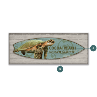 Turtle Surfboard - Wood Plank Wall Art Wood & Metal Signs Suzanne Nicoll