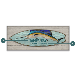 Marlin Surfboard - Wood Plank Wall Art Wood & Metal Signs Suzanne Nicoll