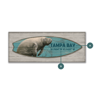 Manatee Surfboard - Wood Plank Wall Art Wood & Metal Signs Suzanne Nicoll