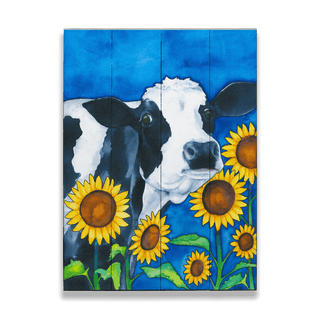 Daisey and the Sunflowers - Wood & Metal Wall Art Wood & Metal Wall Art Karen Savory