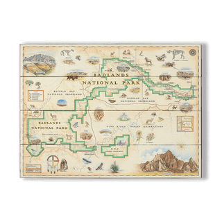 Badlands National Park Xplorer Map - Wood & Metal Wall Art Wood & Metal Signs Xplorer Maps