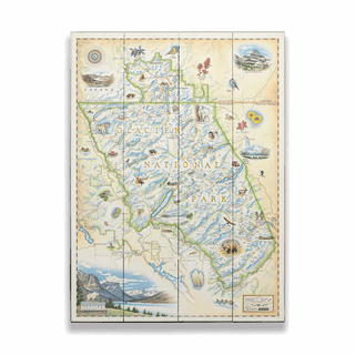 Glacier National Park Xplorer Map - Wood & Metal Wall Art Wood & Metal Signs Xplorer Maps