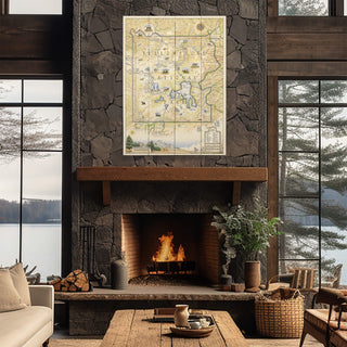 Yellowstone National Park Xplorer Map - Wood & Metal Wall Art Wood & Metal Signs Xplorer Maps