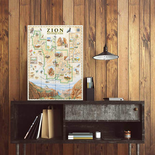 Zion National Park Xplorer Map - Wood & Metal Wall Art Wood & Metal Signs Xplorer Maps