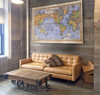 Colton's Map of the World - Wood & Metal Wall Art Wood & Metal Signs Lisa Middleton